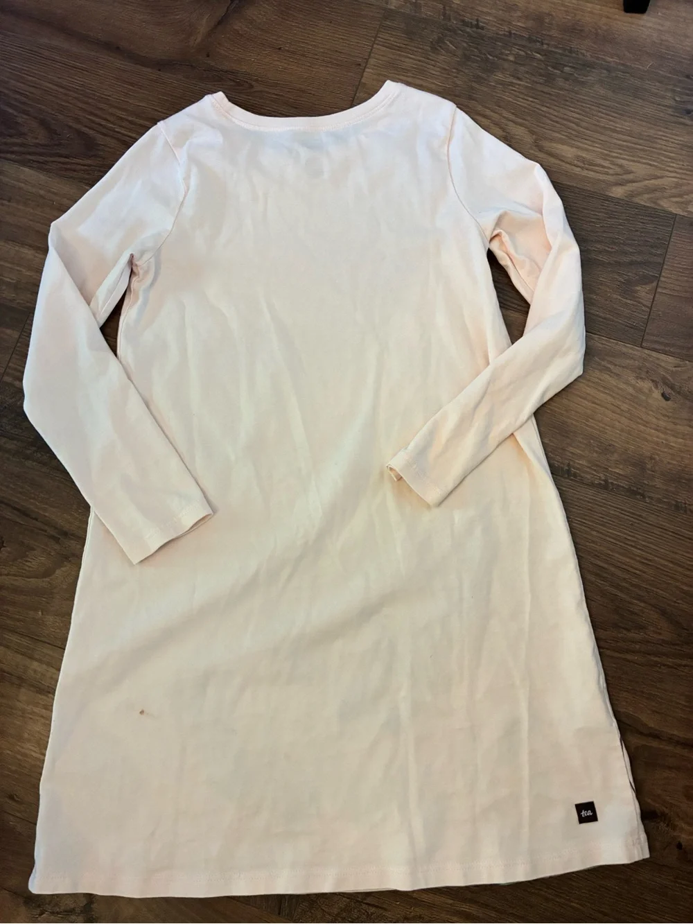 Tea Peacock Graphic Long Sleeve Dress - Light Pink 100% Cotton